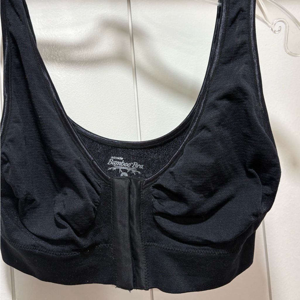 Miracle Bamboo Front Close Bra Size Xl Black With Removable Cup Pads